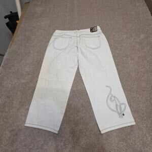 McBling 2000s Y2K Vintage Baby Phat Wide Leg Capri Jeans Women's size 13 White